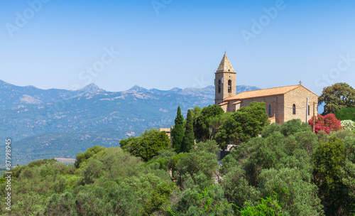 Church of Figari village, Corsica, France photo