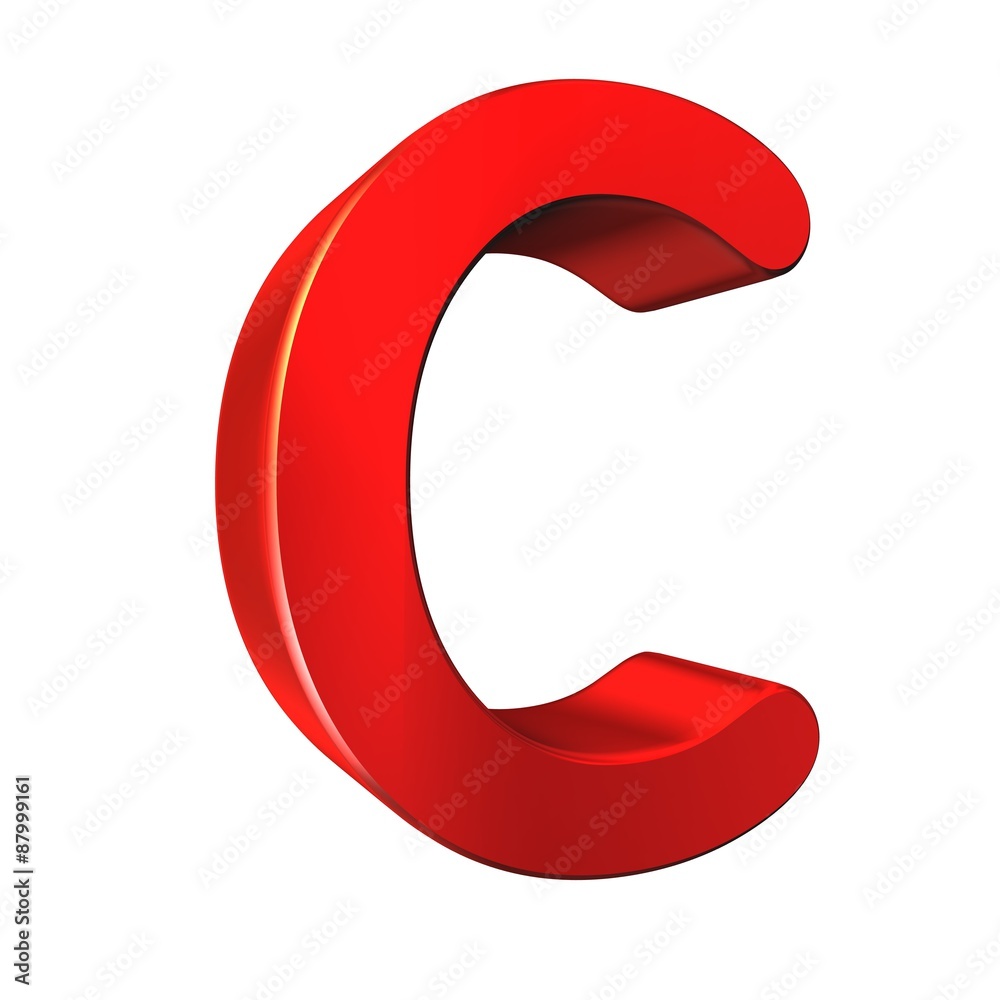 Red 3d letter C isolated white background Red 3d letter C isolated white background