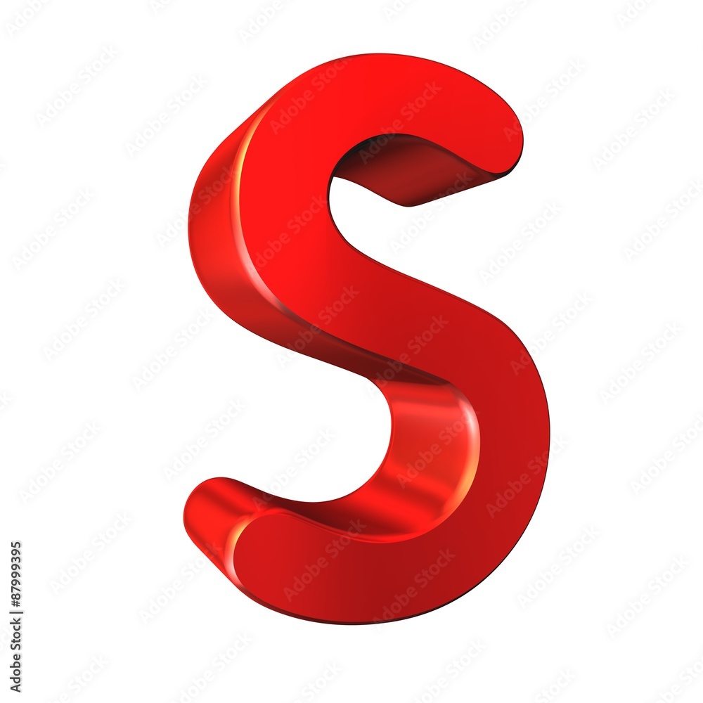 Red 3d letter S isolated white background Red 3d letter S isolated white background