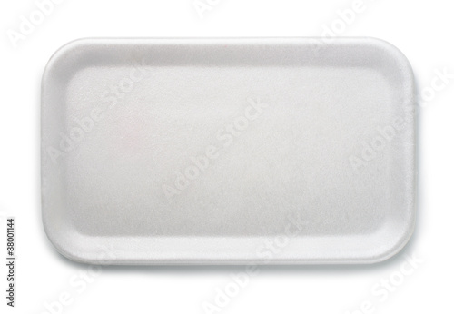 Top view of empty foam food tray