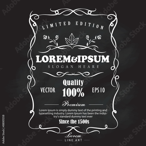 Hand drawn frame label vintage blackboard banner vector illustra