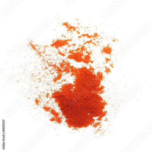 Pile of red paprika powder isolated on white