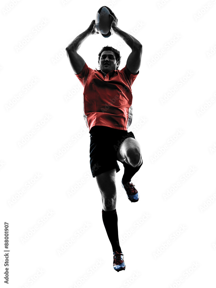 Naklejka premium rugby man player silhouette
