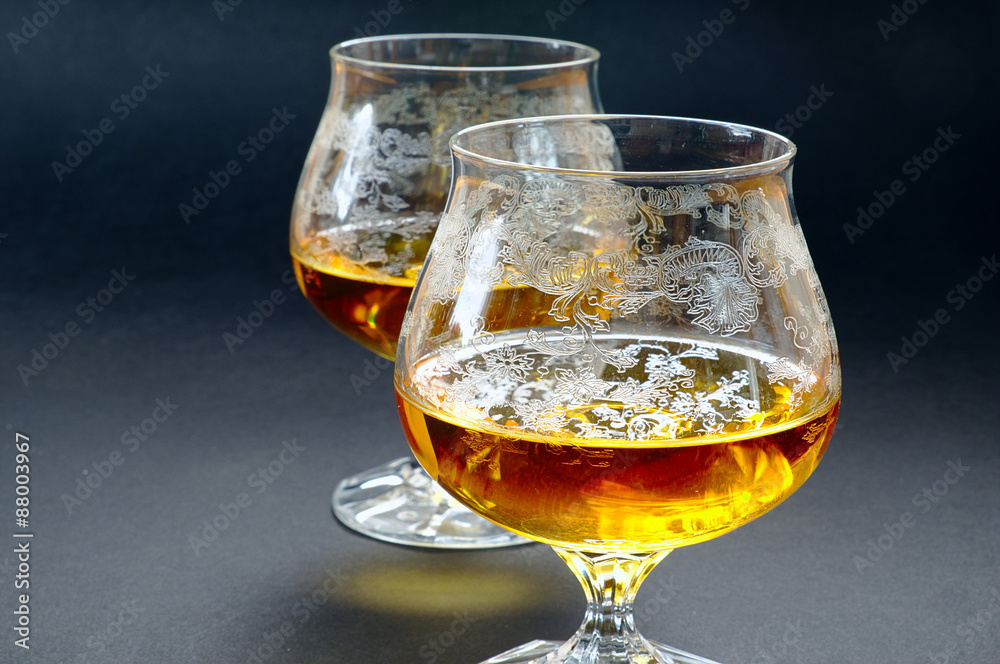 Two glasses of cognac Two glasses of cognac