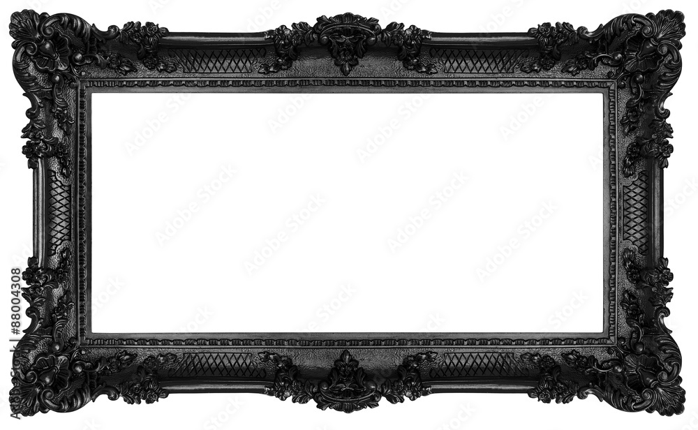 Rich black frame isolated on white background. Clipping paths included. - obrazy, fototapety, plakaty 
