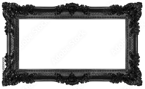 Rich black frame isolated on white background. Clipping paths included. photo