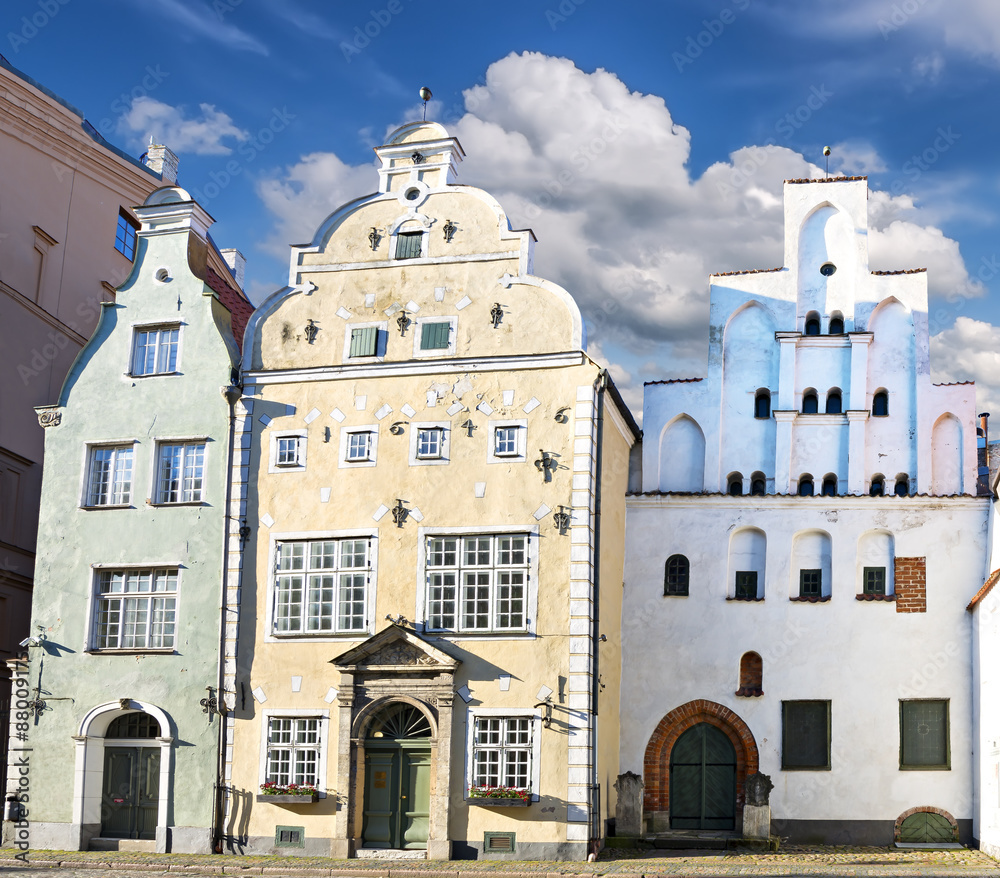 Ancient buildings in old Riga city - capital of Latvia