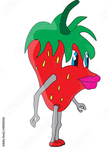 Female strawberry with legs and hands lips