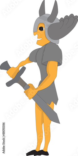 Warrior with sword helmet with wings and horns illustration