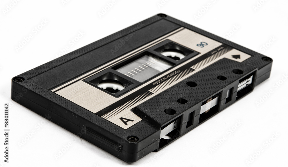 old and vintage cassette tape isolated