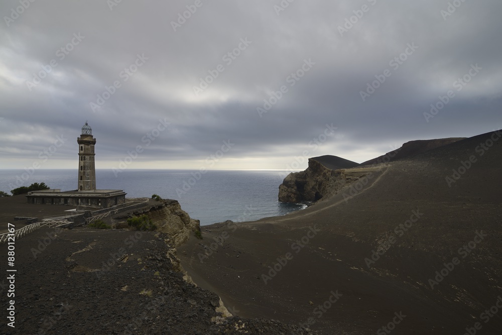 Abandoned lighthouse, Ponta dos Capelinhos, Faial island, Azores, Portugal