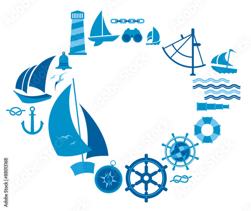 Composition with sailing symbols.
