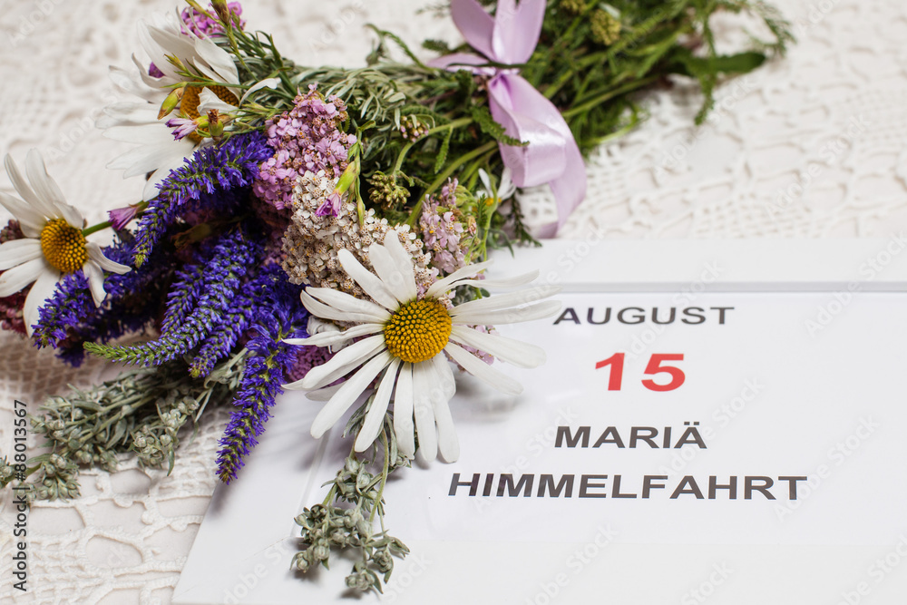 Mariä Himmelfahrt. Kalender 15 August Stock Photo Adobe Stock