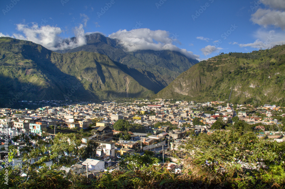 View over the town of Banos in Ecuador
