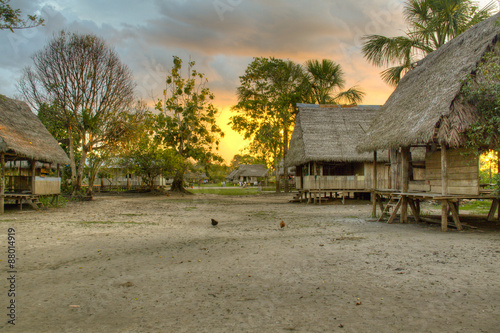 Authentic village in the Amazon rain forest near Iquitos, Peru
 photo