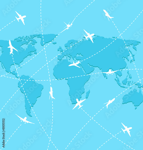 Set planes on map background