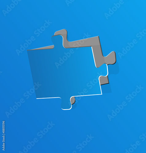 Cut out puzzle piece, blue paper photo