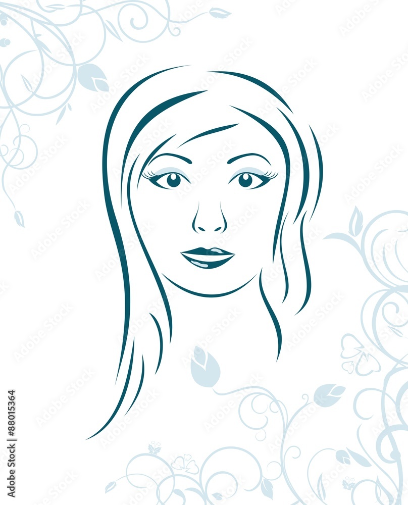 floral background with girl face floral background with girl face