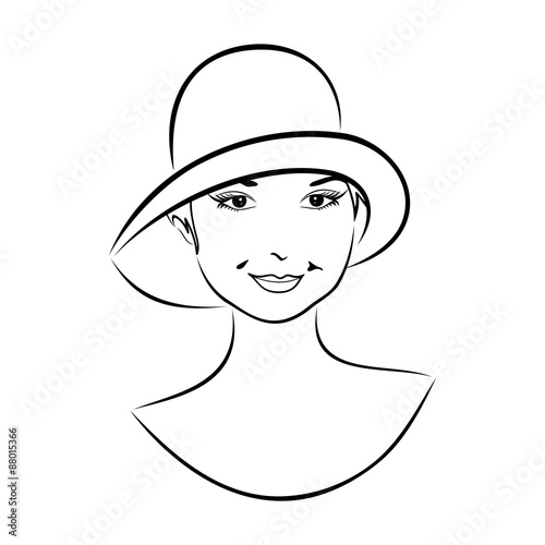 vintage girl face in hat