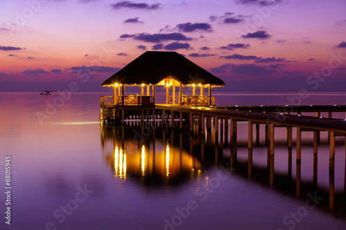 Water cafe at sunset - Maldives