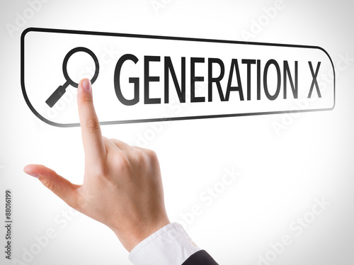 Generation X written in search bar on virtual screen