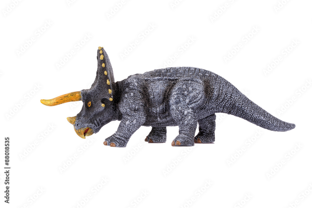 Fototapeta premium Triceratops zabawek dinozaurów, samodzielnie na białym tle
