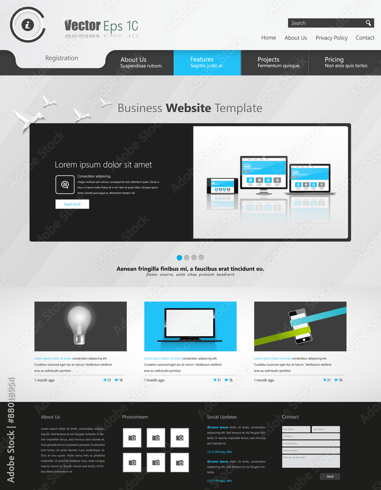 Website Template, -elements, Vector Eps 10 Website Template, -elements, Vector Eps 10