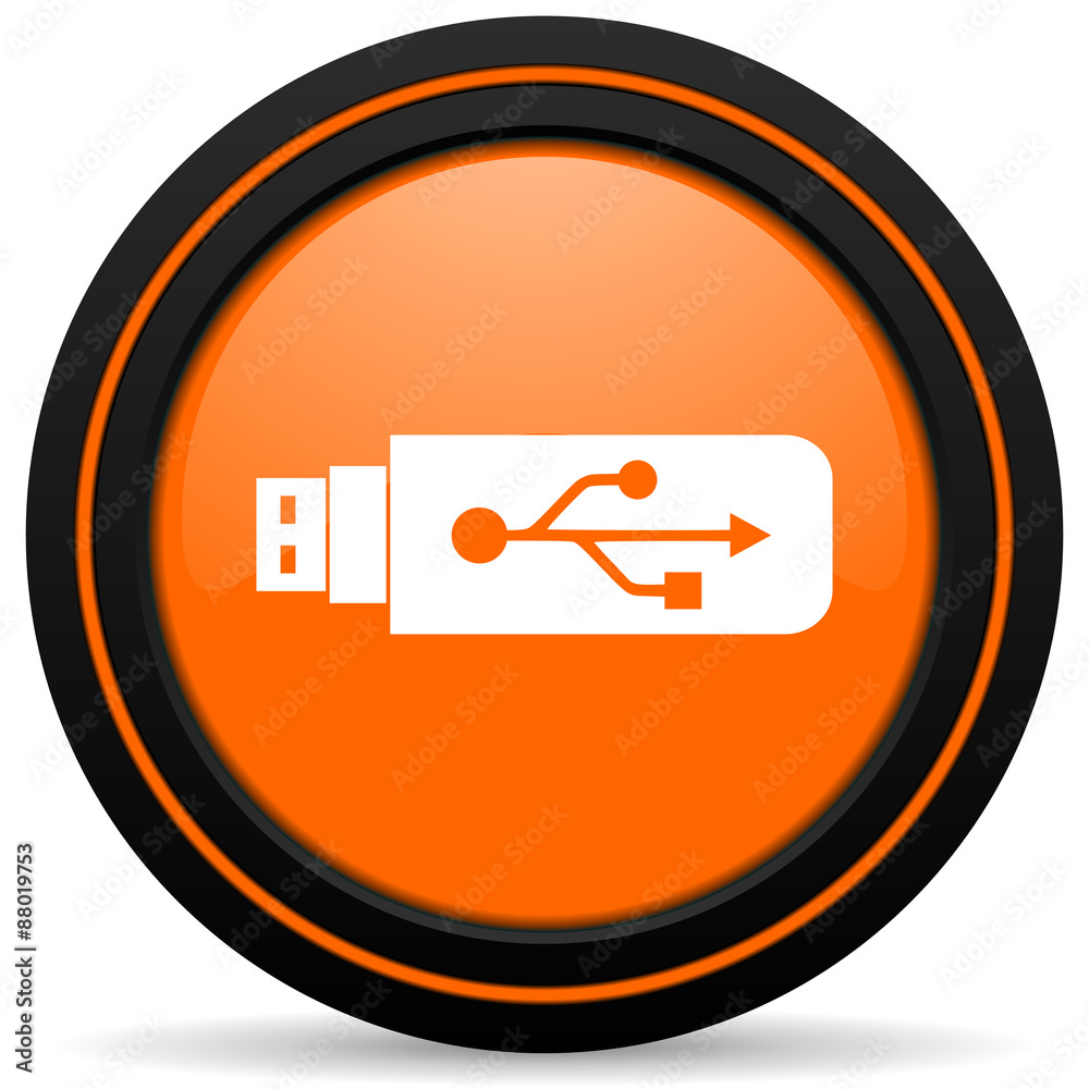 usb orange icon flash memory sign usb orange icon flash memory sign