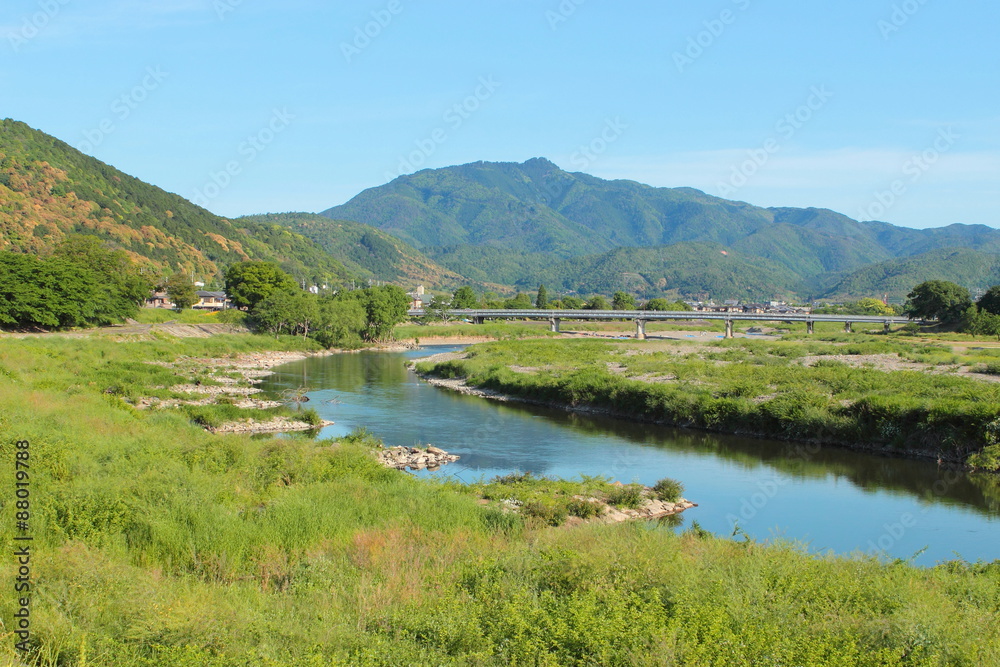 京都　桂川の風景