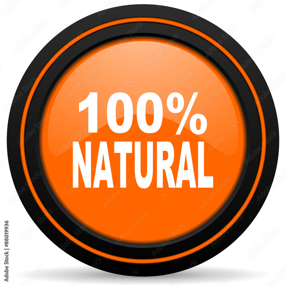 natural orange icon 100 percent natural sign