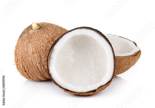 coconut closeup on a white background