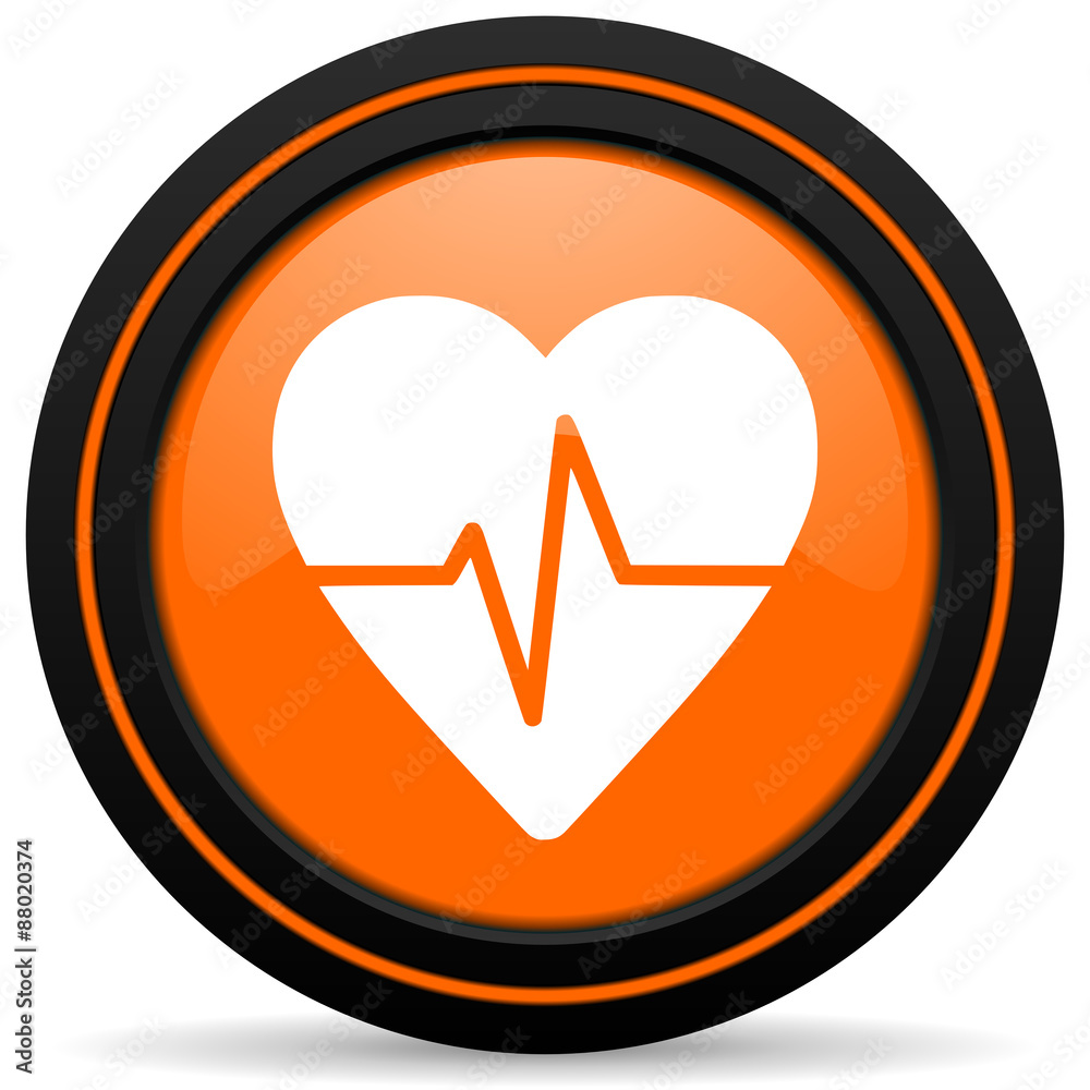 pulse orange icon heart rate sign pulse orange icon heart rate sign