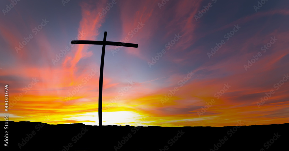 Cross at Sunrise Panoramic View