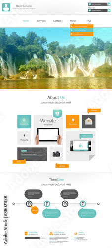Flat Modern Website Template, One page Design