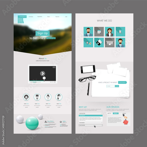 One Page Website Template Design Vector Eps 10