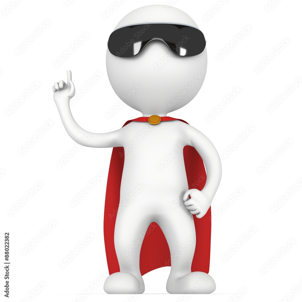 3d man brave superhero with red cloak 3d man brave superhero with red cloak