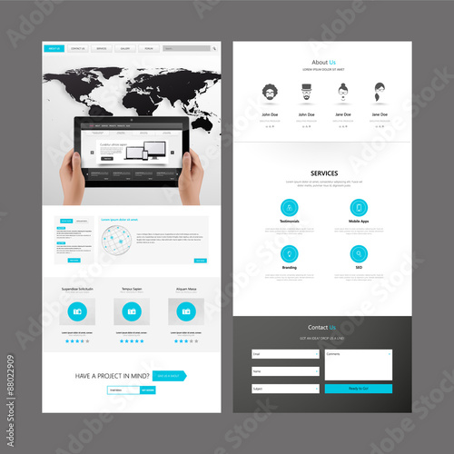 One Page Website Template and Header Designs