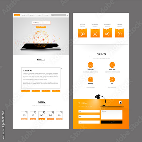One Page Website Template and Header Designs
