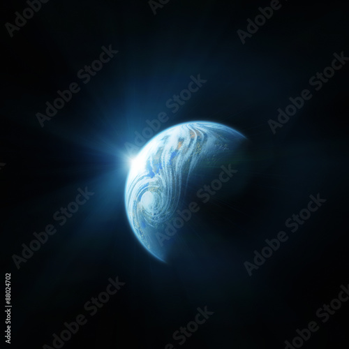 Planet Earth. Space sunrise