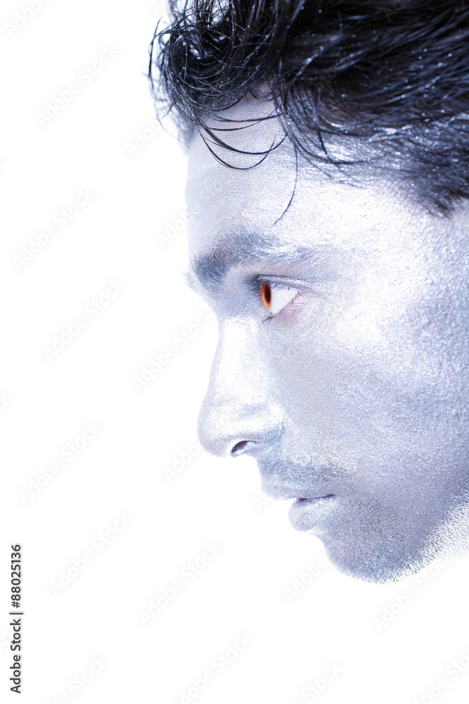 beautiful young guy with silver makeup beautiful young guy with silver makeup
