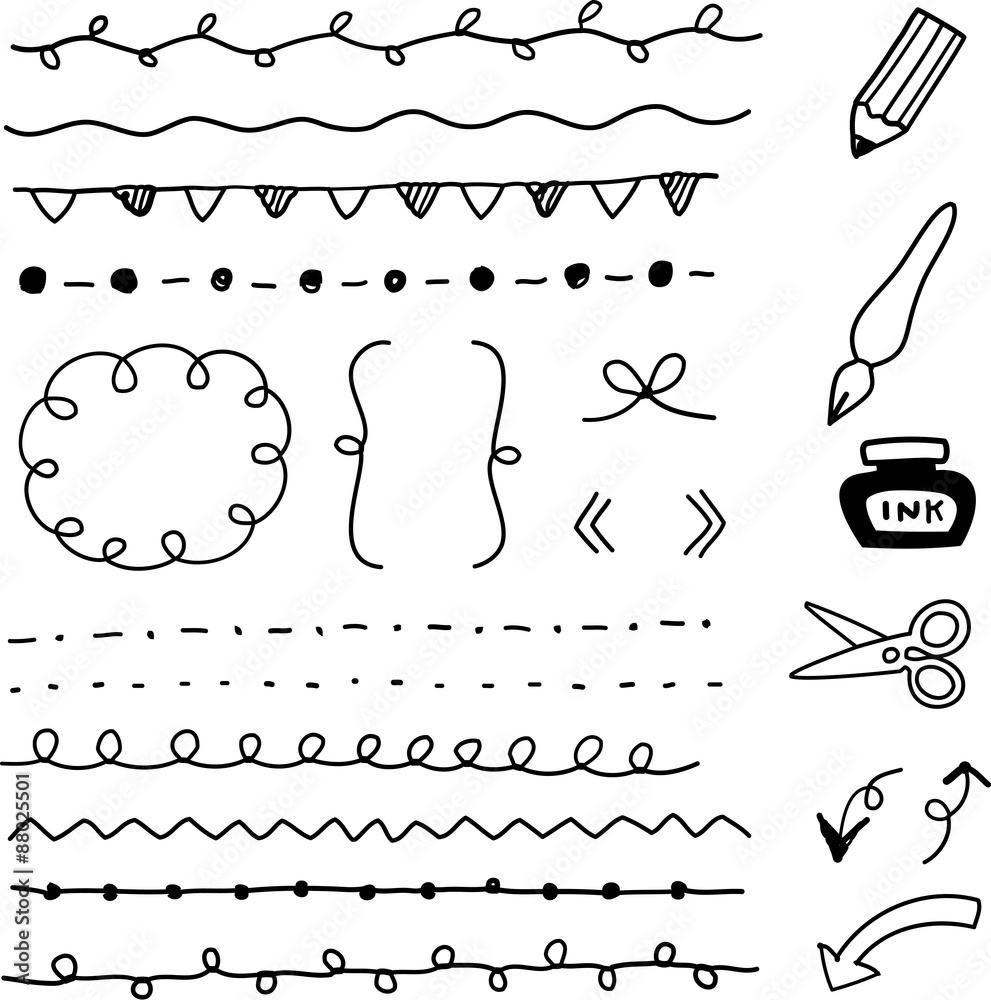 手書きのライン素材 Stock Vector Adobe Stock 手書きのライン素材 Stock Vector Adobe Stock