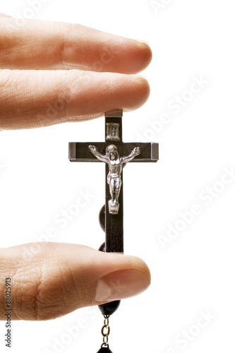 Catholic crucifix isolated on white background