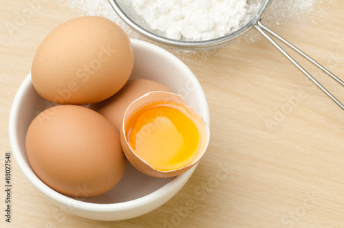 Egg yolk in the bowl,food ingredient