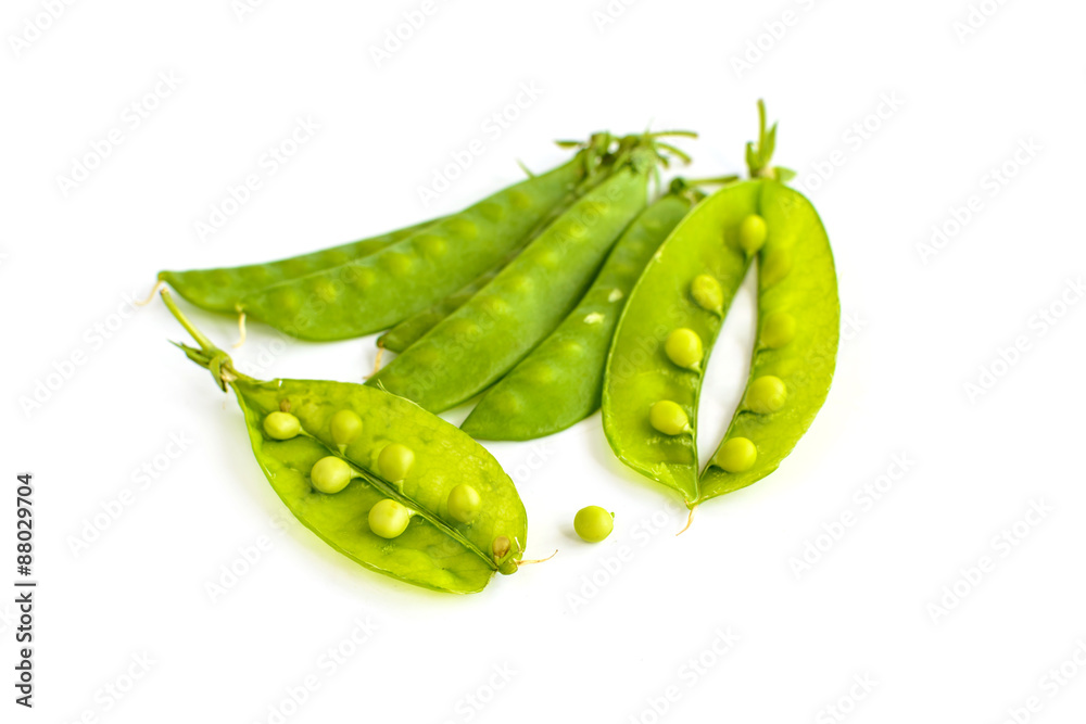 young fresh pods of green peas isolated on white background young fresh pods of green peas isolated on white background