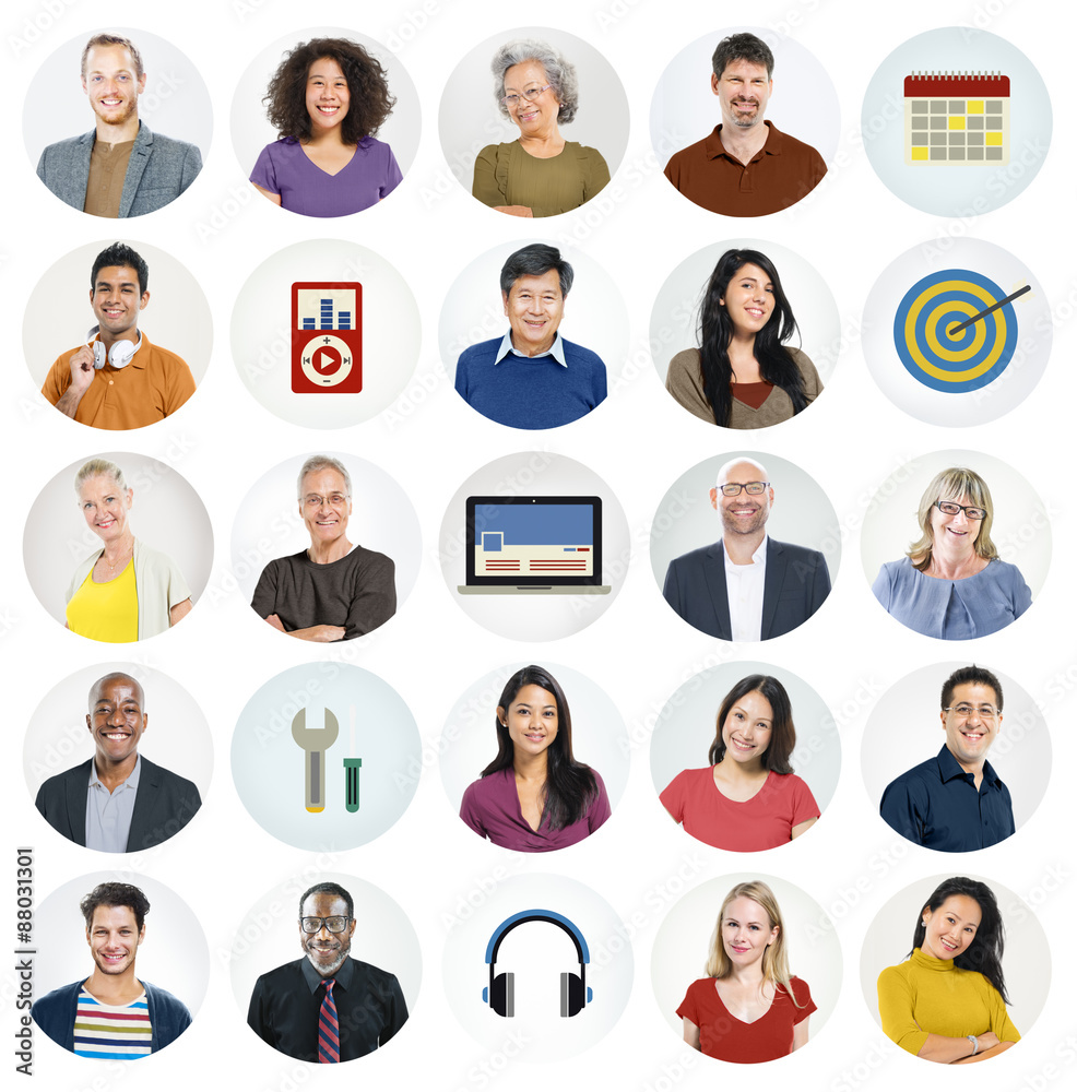 Diverse Multi Ethnic People Technology Media Concept Diverse Multi Ethnic People Technology Media Concept