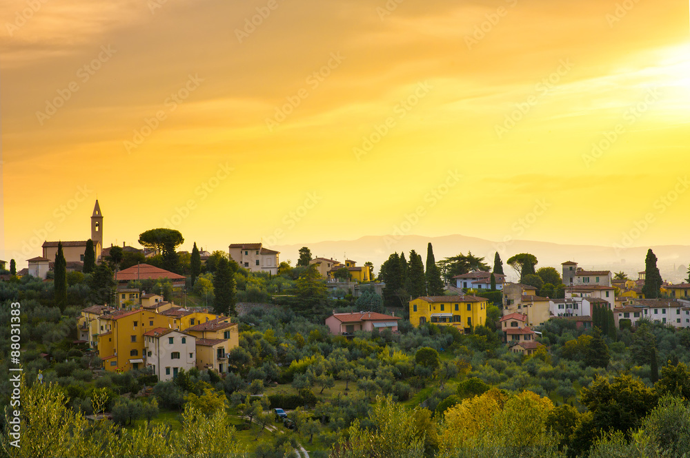 Tuscany  town in the hills