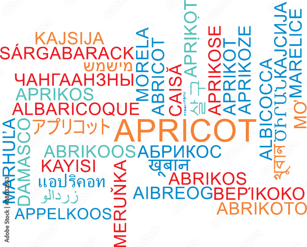 Apricot multilanguage wordcloud background concept