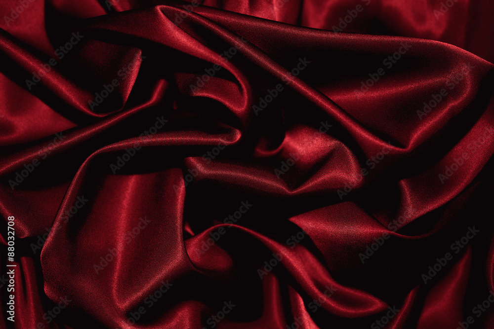 Obraz premium Texture of a red silk closeup