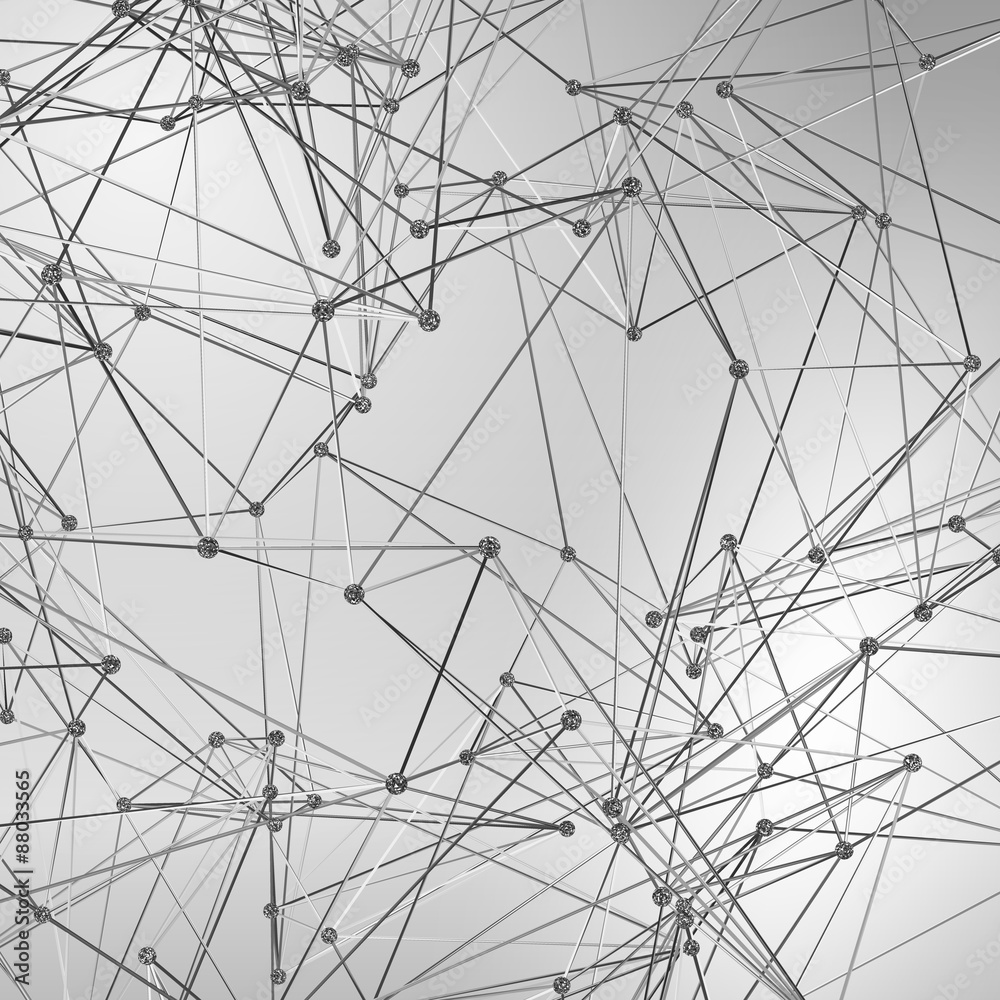 Obraz premium Wireframe Polygonal Element. Abstract Background with Connected Lines and Dots