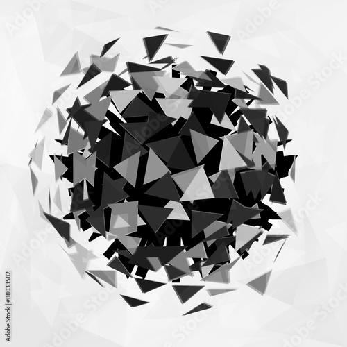 Abstract Polygonal Element. Explosion of 3D Sphere with Triangles